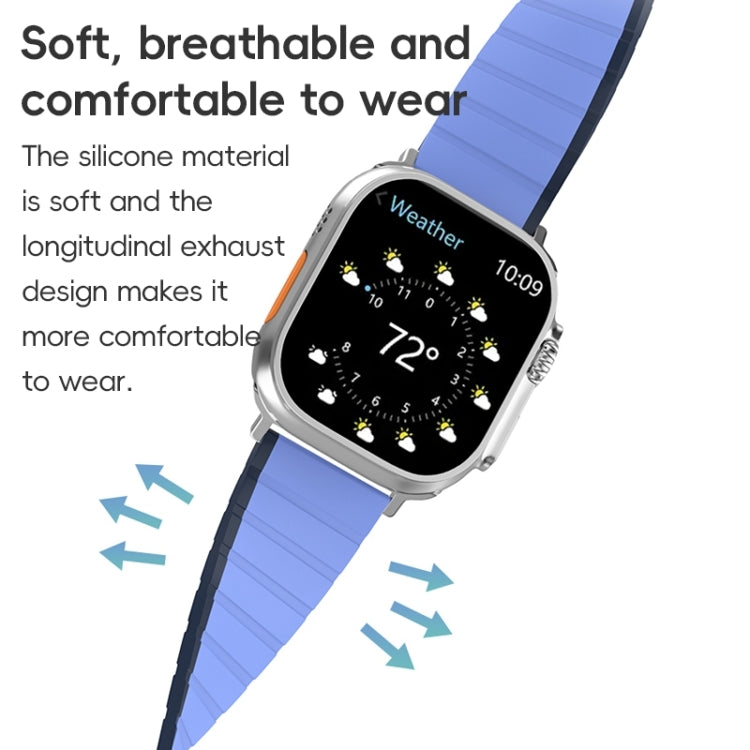 For Apple Watch Ultra 49mm ZGA Two Color Magnetic Silicone Watch Band(Dark Blue+Light Blue) - Watch Bands by ZGA | Online Shopping South Africa | PMC Jewellery