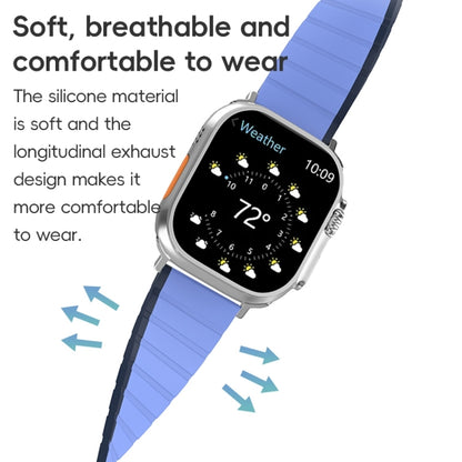 For Apple Watch SE 2023 44mm ZGA Two Color Magnetic Silicone Watch Band(Dark Blue+Light Blue) - Watch Bands by ZGA | Online Shopping South Africa | PMC Jewellery