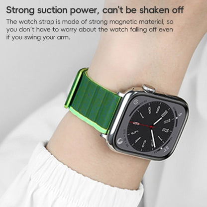 For Apple Watch Series 3 42mm ZGA Two Color Magnetic Silicone Watch Band(Dark Green+Light Green) - Watch Bands by ZGA | Online Shopping South Africa | PMC Jewellery | Buy Now Pay Later Mobicred