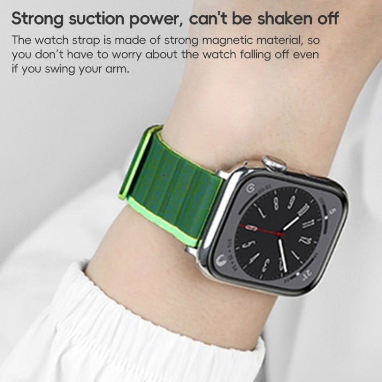 For Apple Watch Series 4 44mm ZGA Two Color Magnetic Silicone Watch Band(Dark Green+Light Green) - Watch Bands by ZGA | Online Shopping South Africa | PMC Jewellery | Buy Now Pay Later Mobicred