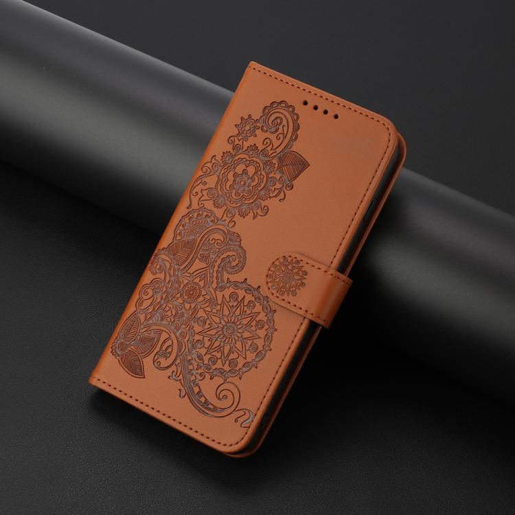 For iPhone 17 Air Datura Flower Embossed Flip Leather Phone Case(Brown) - free shipping - PMc TechLife - Order now!