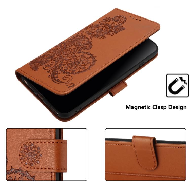 For iPhone 17 Air Datura Flower Embossed Flip Leather Phone Case(Brown) - free shipping - PMc TechLife - Order now!