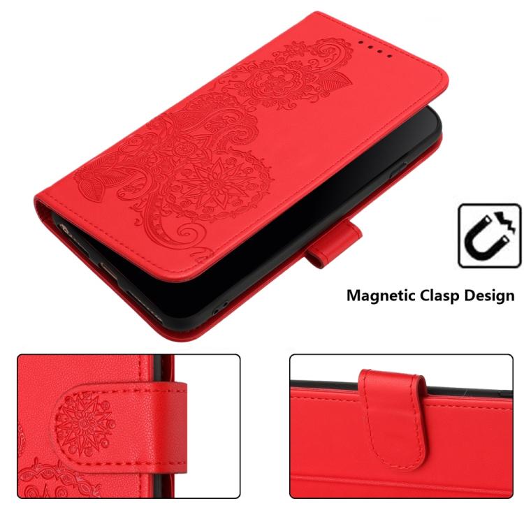 For iPhone 17 Pro Datura Flower Embossed Flip Leather Phone Case(Red) - free shipping - PMc TechLife - Order now!