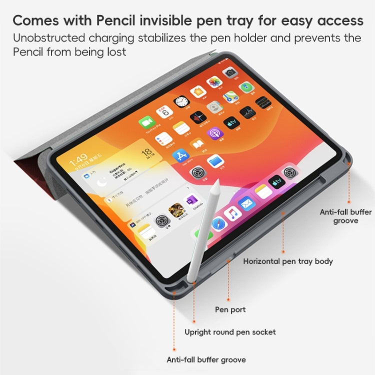 For iPad Pro 11 2022 / 2021 / 2020 ZGA Tri-Fold Voltage Smart Leather Tablet Case(Red) - free shipping - PMc TechLife - Order now!