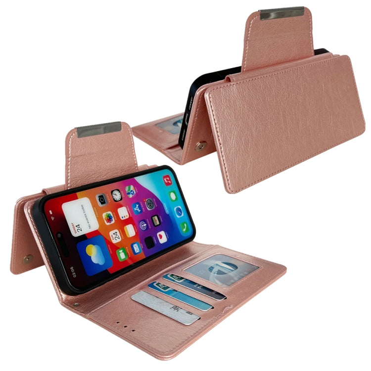 For iPhone 16 Pro Multifunctional Seven Cards Wallet Leather Phone Case(Rose Gold) - iPhone 16 Pro Cases by PMC Jewellery | Online Shopping South Africa | PMC Jewellery | Buy Now Pay Later Mobicred