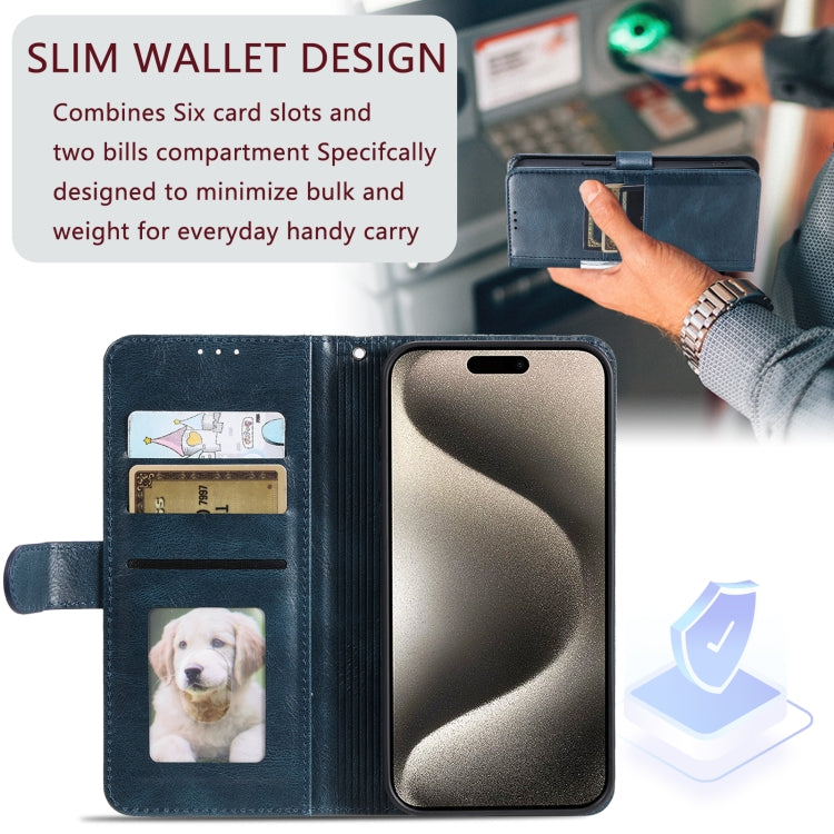 For iPhone 16 Pro Simple 6-Card Wallet Leather Phone Case(Navy Blue) - iPhone 16 Pro Cases by PMC TechLife | Online Shopping South Africa | PMC TechLife | Buy Now Pay Later Mobicred