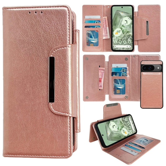 For Google Pixel 9 / Pixel 9 Pro Multifunctional 7-Card Wallet Leather Phone Case(Rose Gold) - Google Cases by PMC Jewellery | Online Shopping South Africa | PMC Jewellery | Buy Now Pay Later Mobicred