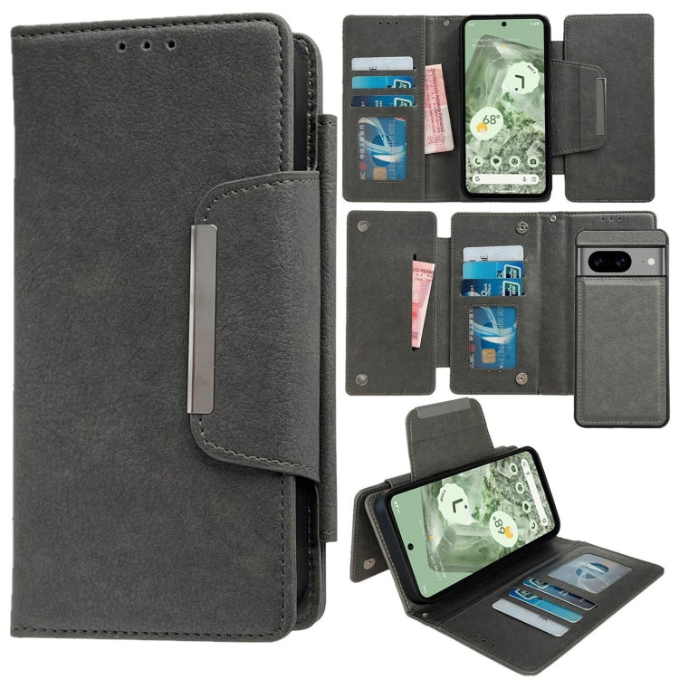For Google Pixel 8 Multifunctional 7-Card Wallet Leather Phone Case(Grey) - free shipping - PMC TechLife - Order now!