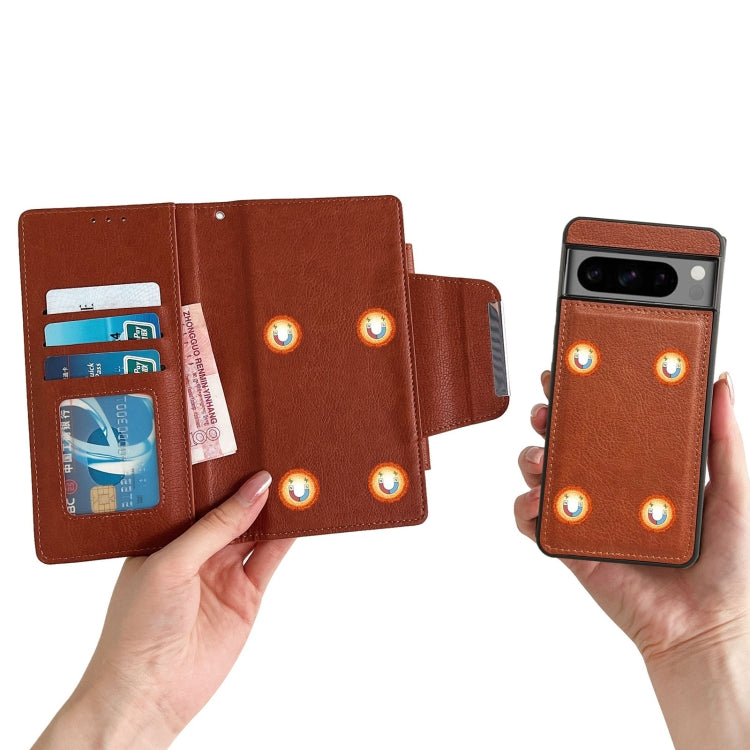 For Google Pixel 7 Pro Multifunctional 7-Card Wallet Leather Phone Case(Brown) - Google Cases by PMC TechLife | Online Shopping South Africa | PMC TechLife | Buy Now Pay Later Mobicred