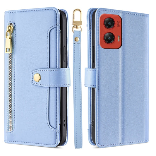 For Motorola Moto G Stylus 5G 2024 Sheep Texture Cross-body Zipper Wallet Leather Phone Case(Blue) - Motorola Cases by PMC Jewellery | Online Shopping South Africa | PMC Jewellery | Buy Now Pay Later Mobicred