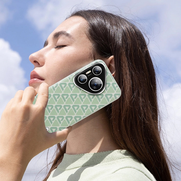 For Huawei Pura 70 Plain Leather Printed Cooling Phone Case(Green) - free shipping - PMC Jewellery - Order now!