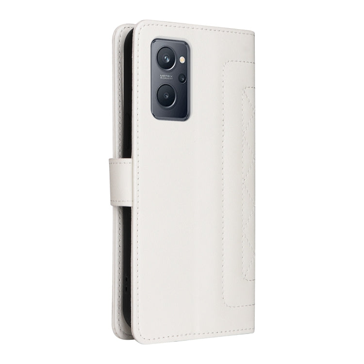 For Realme 9i / OPPO A36 / A96 Diamond Lattice Leather Flip Phone Case(White) - Realme Cases by PMC Jewellery | Online Shopping South Africa | PMC Jewellery | Buy Now Pay Later Mobicred