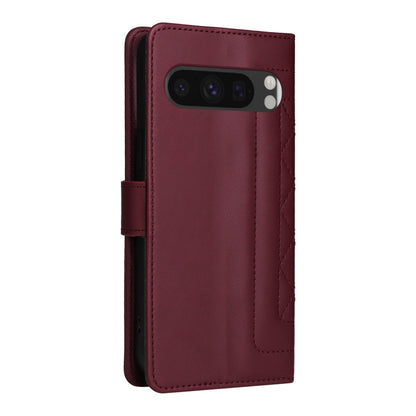 For Google Pixel 9 Diamond Lattice Leather Flip Phone Case(Wine Red) - Google Cases by PMC Jewellery | Online Shopping South Africa | PMC Jewellery | Buy Now Pay Later Mobicred