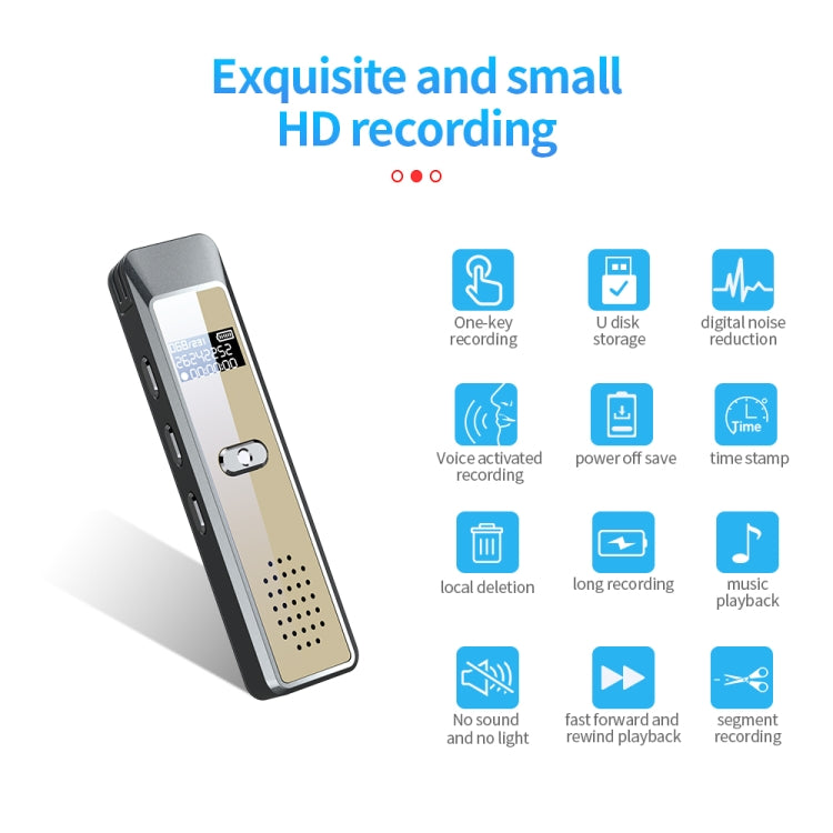 JNN Q7 Mini Portable Voice Recorder with OLED Screen, Memory:8GB(Grey+Gold) - Recording Pen by JNN | Online Shopping South Africa | PMC TechLife | Buy Now Pay Later Mobicred