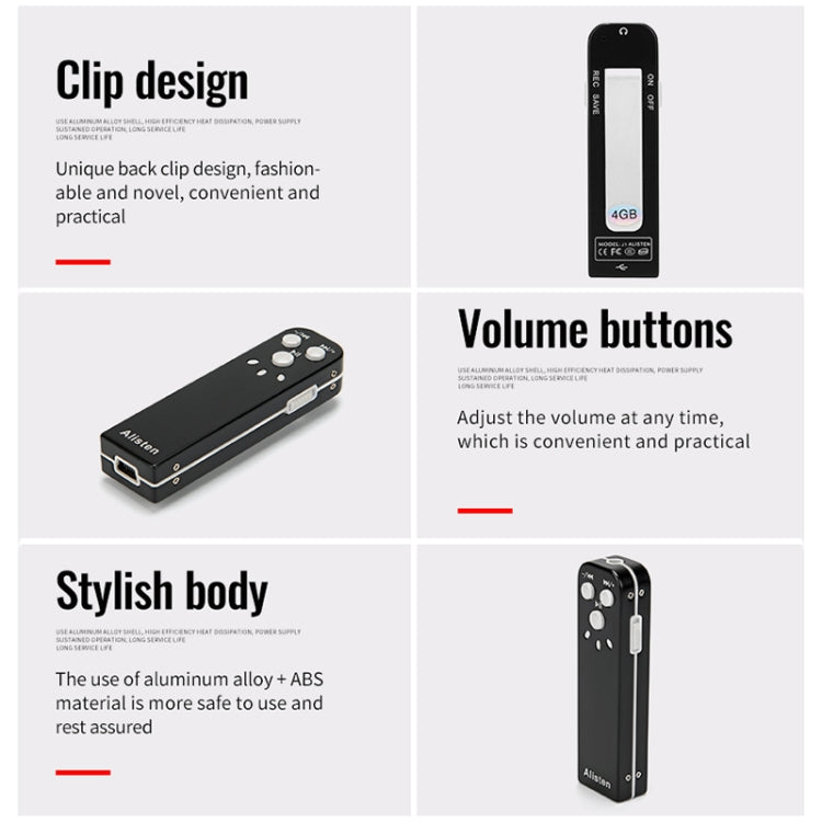 JNN J1 Mini Smart HD Noise Cancelling Voice Recorder, Memory:16GB(Black) - Recording Pen by JNN | Online Shopping South Africa | PMC TechLife | Buy Now Pay Later Mobicred