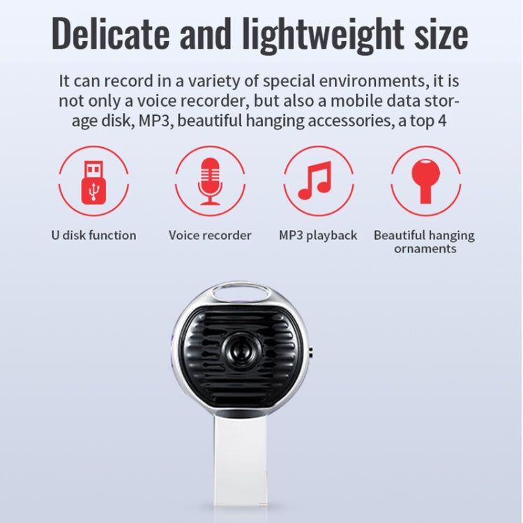 JNN S13 Zinc Alloy U-disk Voice Recorder, Memory:16GB(Silver) - free shipping - PMC TechLife - Order now!