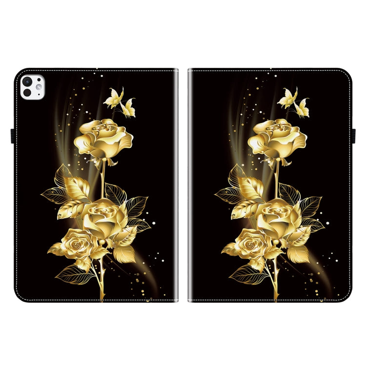 For iPad Pro 11 2024 Crystal Texture Painted Leather Smart Tablet Case(Gold Butterfly Rose) - iPad Pro 11 2024 Cases by PMC Jewellery | Online Shopping South Africa | PMC Jewellery | Buy Now Pay Later Mobicred