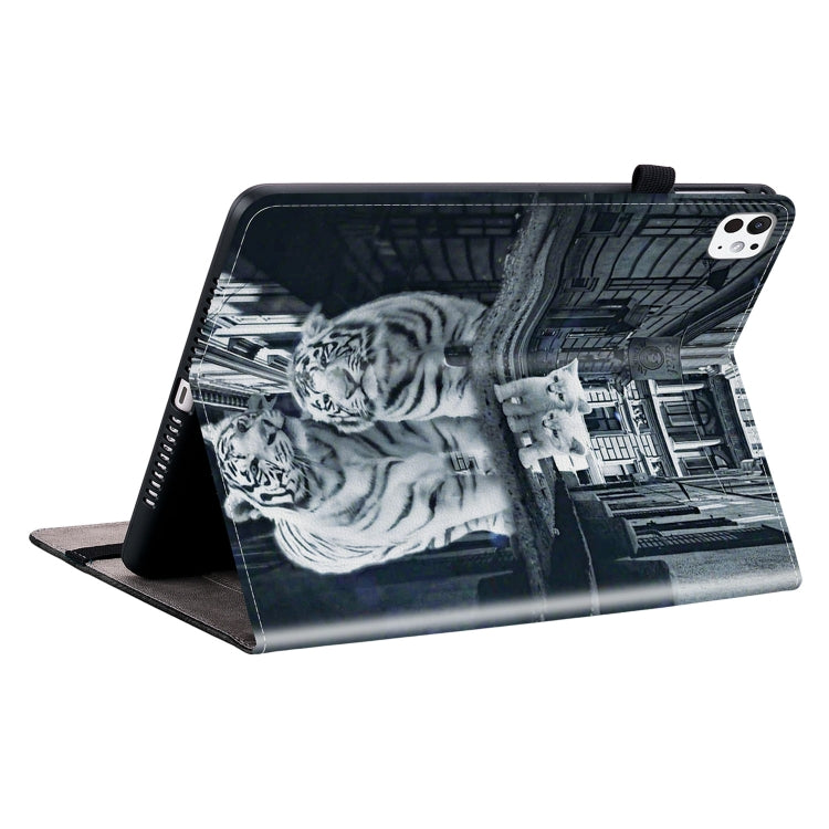 For iPad Pro 11 2024 Crystal Texture Painted Leather Smart Tablet Case(Cat Reflection Tiger) - iPad Pro 11 2024 Cases by PMC TechLife | Online Shopping South Africa | PMC TechLife | Buy Now Pay Later Mobicred