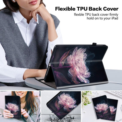 For Samsung Galaxy Tab S9+ / S9 FE+ Crystal Texture Painted Leather Tablet Case(Purple Peony) - Galaxy Tab S9+ Cases by PMC Jewellery | Online Shopping South Africa | PMC Jewellery | Buy Now Pay Later Mobicred