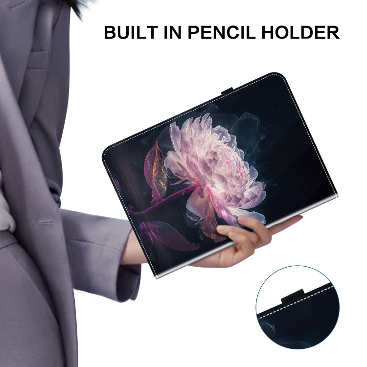 For Huawei MatePad SE 10.4 Crystal Texture Painted Leather Smart Tablet Case(Purple Peony) - Huawei by PMC TechLife | Online Shopping South Africa | PMC TechLife | Buy Now Pay Later Mobicred