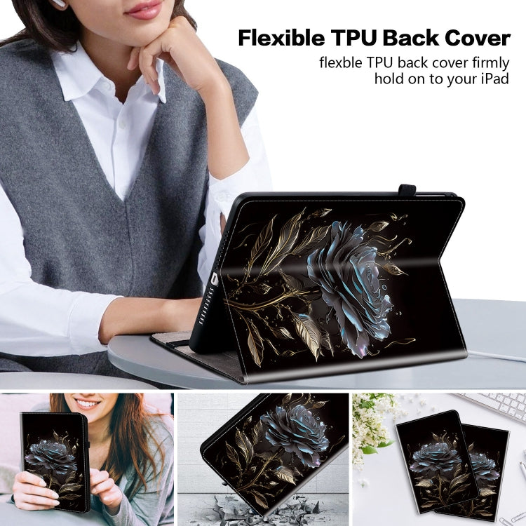 For Huawei MatePad SE 10.4 Crystal Texture Painted Leather Smart Tablet Case(Black Rose) - Huawei by PMC TechLife | Online Shopping South Africa | PMC TechLife | Buy Now Pay Later Mobicred