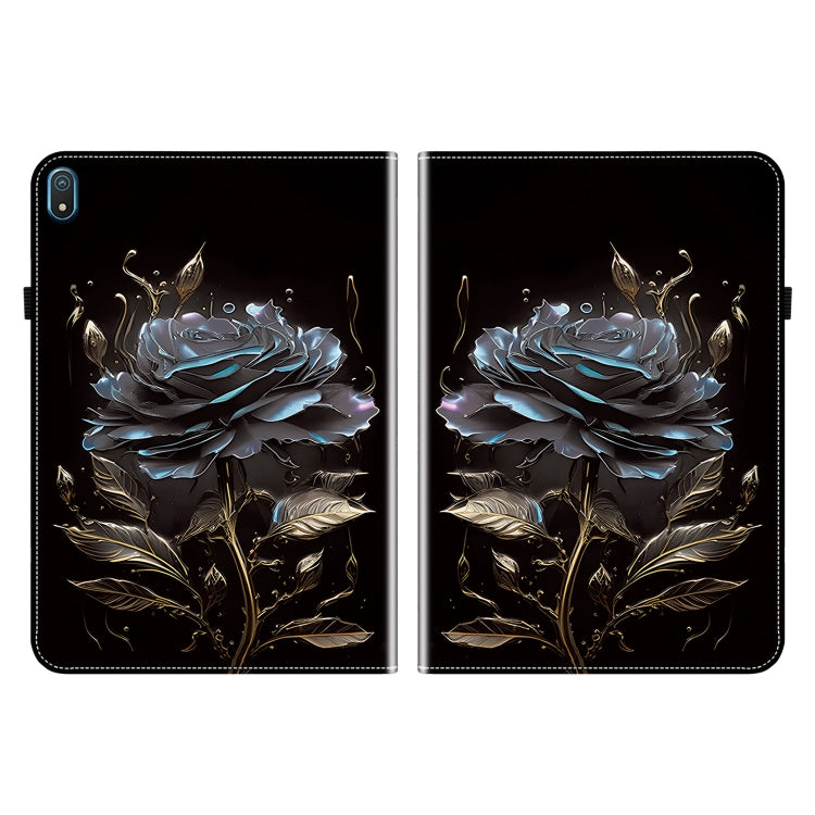 For Nokia T20 10.4 2021 Crystal Texture Painted Leather Tablet Case(Black Rose) - Nokia by PMC TechLife | Online Shopping South Africa | PMC TechLife | Buy Now Pay Later Mobicred