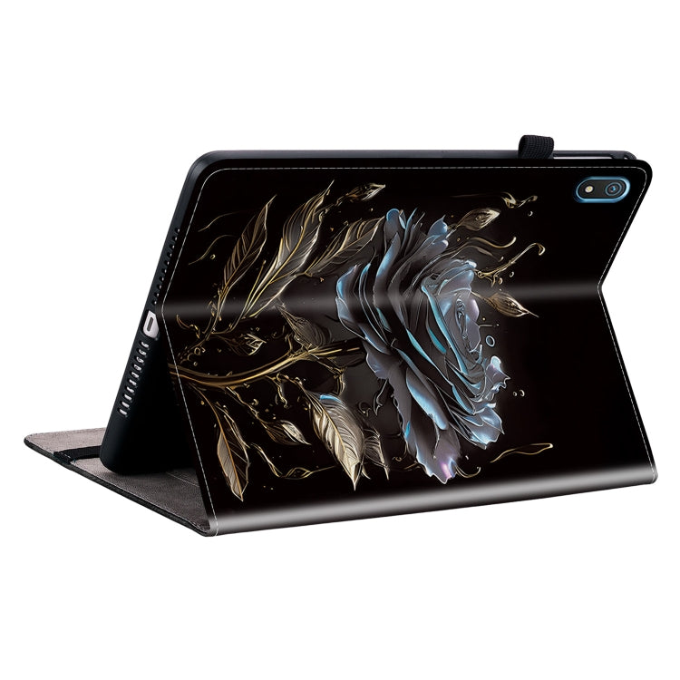For Nokia T20 10.4 2021 Crystal Texture Painted Leather Tablet Case(Black Rose) - Nokia by PMC TechLife | Online Shopping South Africa | PMC TechLife | Buy Now Pay Later Mobicred