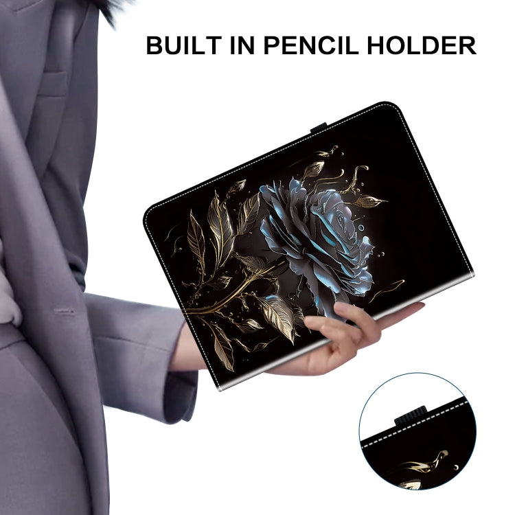 For Nokia T20 10.4 2021 Crystal Texture Painted Leather Tablet Case(Black Rose) - Nokia by PMC TechLife | Online Shopping South Africa | PMC TechLife | Buy Now Pay Later Mobicred