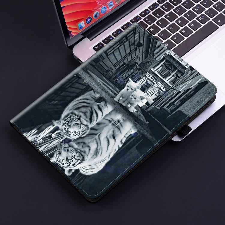 For Amazon Fire HD 10 2019/2017 Crystal Texture Painted Leather Smart Tablet Case(Cat Reflection Tiger) - Amazon by PMC TechLife | Online Shopping South Africa | PMC TechLife | Buy Now Pay Later Mobicred