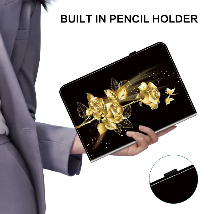 For Amazon Fire HD10 2023 Crystal Texture Painted Leather Tablet Case(Gold Butterfly Rose) - Amazon by PMC TechLife | Online Shopping South Africa | PMC TechLife | Buy Now Pay Later Mobicred