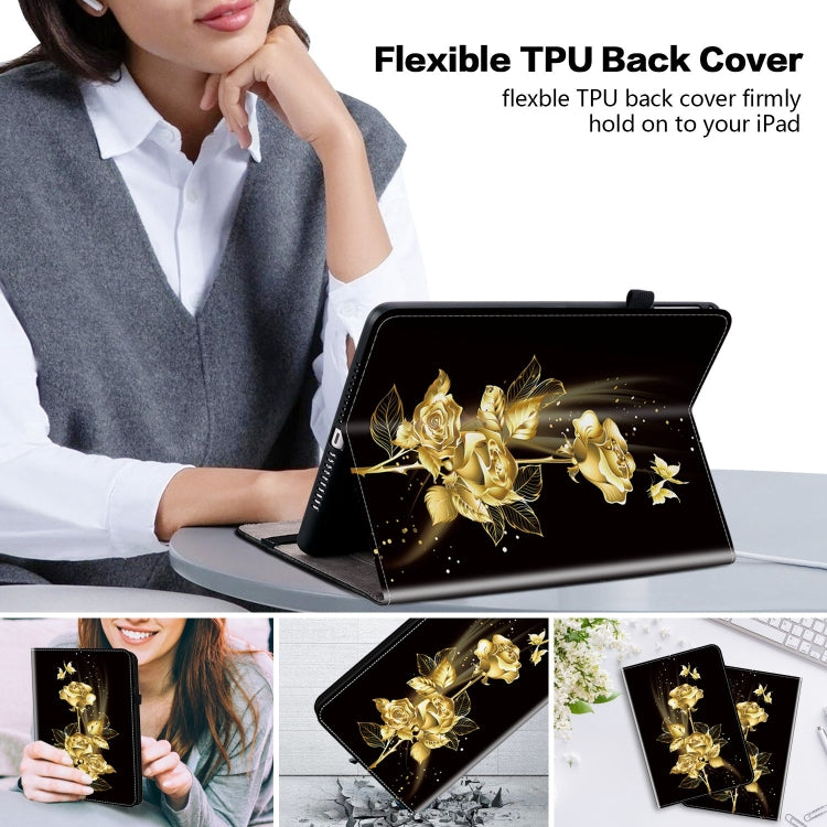 For Amazon Fire HD10 2023 Crystal Texture Painted Leather Tablet Case(Gold Butterfly Rose) - Amazon by PMC TechLife | Online Shopping South Africa | PMC TechLife | Buy Now Pay Later Mobicred
