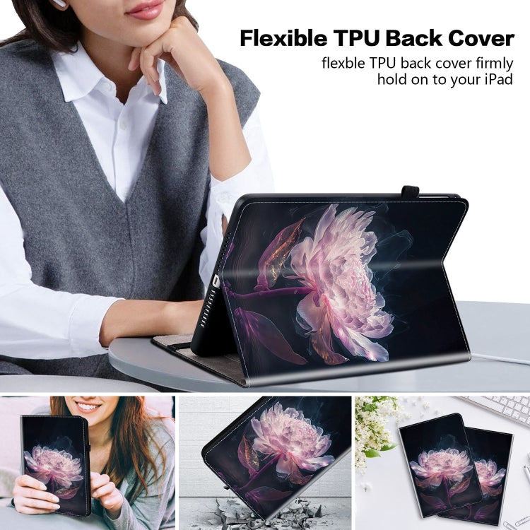 For Lenovo M10 Plus 10.3 Crystal Texture Painted Leather Tablet Case(Purple Peony) - Lenovo by PMC TechLife | Online Shopping South Africa | PMC TechLife | Buy Now Pay Later Mobicred