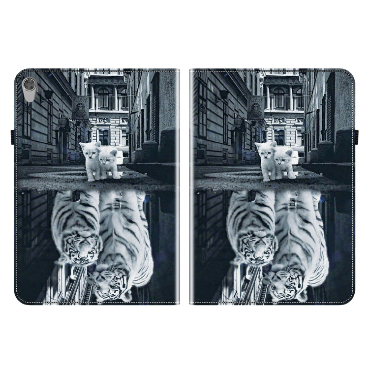 For Lenovo Tab M10 HD Gen2 Crystal Texture Painted Leather Tablet Case(Cat Reflection Tiger) - Lenovo by PMC TechLife | Online Shopping South Africa | PMC TechLife | Buy Now Pay Later Mobicred