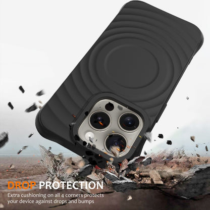 For iPhone 16 Pro Max Wave Texture MagSafe Magnetic Liquid Silicone Phone Case(Black) - iPhone 16 Pro Max Cases by PMC Jewellery | Online Shopping South Africa | PMC Jewellery | Buy Now Pay Later Mobicred