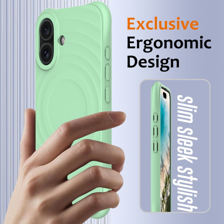 For iPhone 16 Wave Texture MagSafe Magnetic Liquid Silicone Phone Case(Green) - iPhone 16 Cases by PMC Jewellery | Online Shopping South Africa | PMC Jewellery | Buy Now Pay Later Mobicred