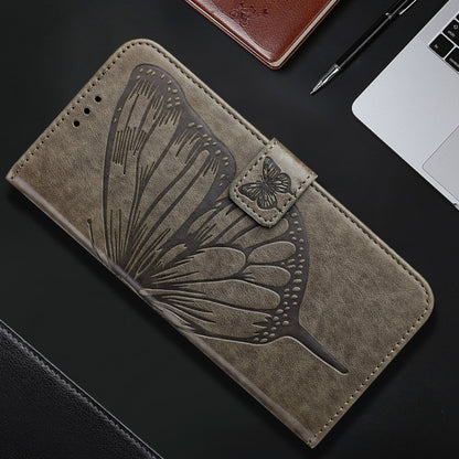 For Realme C67 5G India/Narzo 60x Global Embossed Butterfly Leather Phone Case(Grey) - C67 Cases by PMC Jewellery | Online Shopping South Africa | PMC Jewellery | Buy Now Pay Later Mobicred