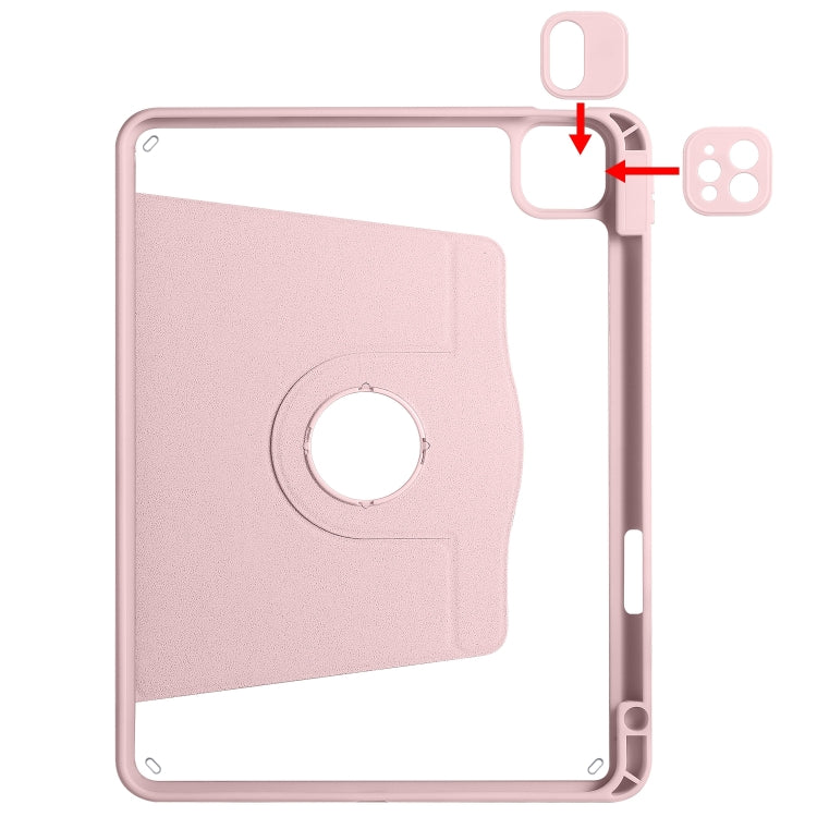 For iPad Pro 11 2024 Acrylic 360 Degree Rotation Holder Leather Tablet Case(Sand Pink) - iPad Pro 11 2024 Cases by PMC Jewellery | Online Shopping South Africa | PMC Jewellery | Buy Now Pay Later Mobicred