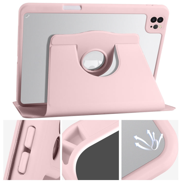 For iPad Pro 13 2024 Acrylic 360 Degree Rotation Holder Leather Tablet Case(Sand Pink) - iPad Pro 13 2024 Cases by PMC Jewellery | Online Shopping South Africa | PMC Jewellery | Buy Now Pay Later Mobicred