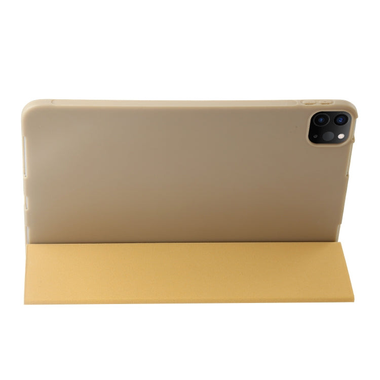 For iPad Pro 13 2024 Three-fold Holder Flip Tablet Leather Case(Gold) - iPad Pro 13 2024 Cases by PMC TechLife | Online Shopping South Africa | PMC TechLife | Buy Now Pay Later Mobicred