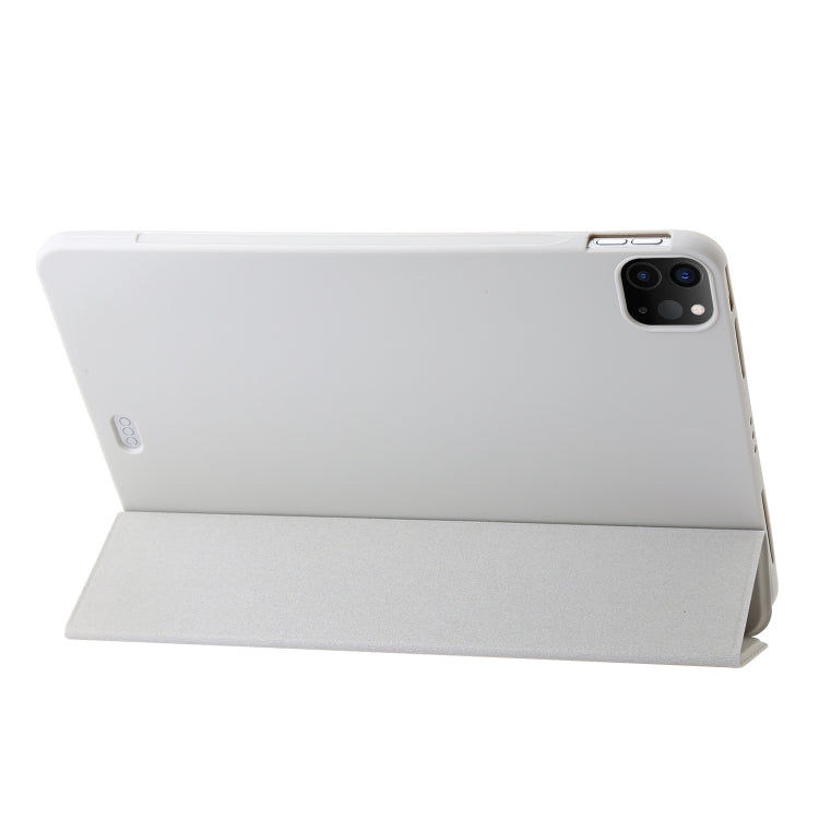 For iPad Pro 11 2024 Three-fold Holder Flip Tablet Leather Case(Grey) - iPad Pro 11 2024 Cases by PMC TechLife | Online Shopping South Africa | PMC TechLife | Buy Now Pay Later Mobicred