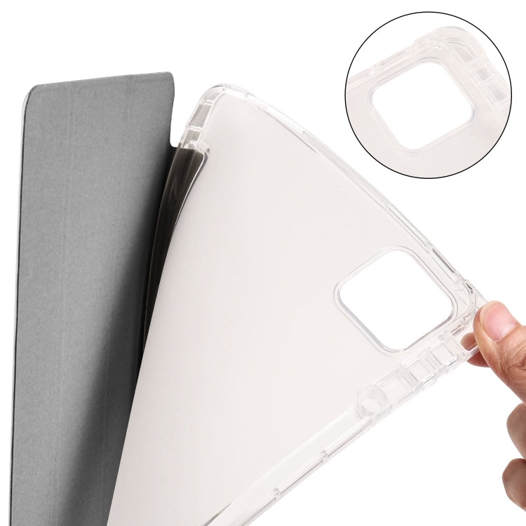 For iPad Pro 13 2024 3-fold Clear TPU Smart Leather Tablet Case with Pen Slot(Space Gray) - iPad Pro 13 2024 Cases by PMC TechLife | Online Shopping South Africa | PMC TechLife | Buy Now Pay Later Mobicred