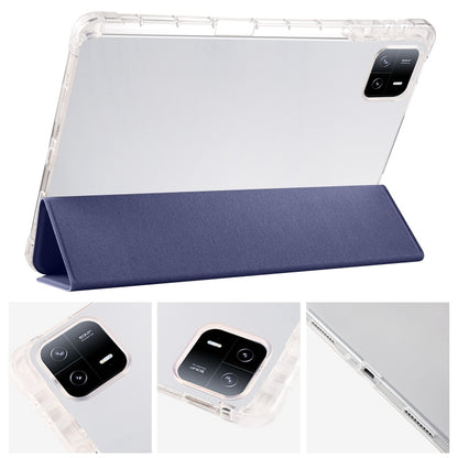 For iPad Pro 11 2024 3-fold Clear TPU Smart Leather Tablet Case with Pen Slot(Dark Blue) - iPad Pro 11 2024 Cases by PMC Jewellery | Online Shopping South Africa | PMC Jewellery | Buy Now Pay Later Mobicred