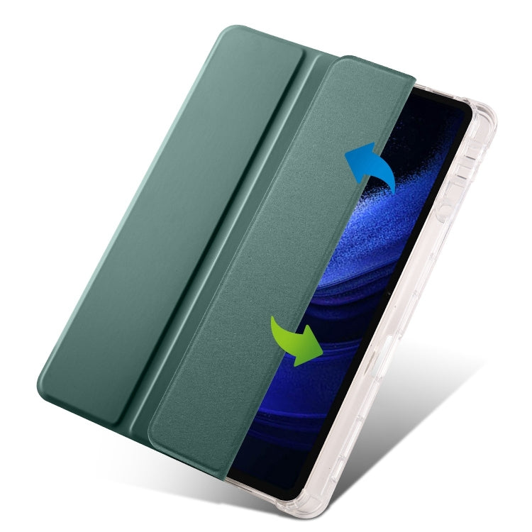 For iPad Air 11 2025 / 2024 3-fold Clear TPU Smart Leather Tablet Case with Pen Slot(Dark Green) - iPad Air 11 2025 / 2024 Cases by PMC Jewellery | Online Shopping South Africa | PMC Jewellery | Buy Now Pay Later Mobicred