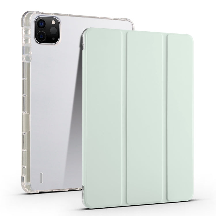 For iPad Air 11 2024 3-fold Clear TPU Smart Leather Tablet Case with Pen Slot(Light Green) - iPad Air 11 2024 Cases by PMC Jewellery | Online Shopping South Africa | PMC Jewellery | Buy Now Pay Later Mobicred