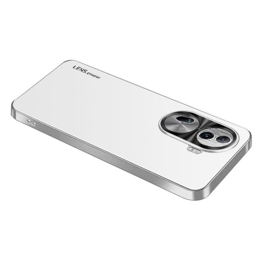 For OPPO Reno11 Pro Global AG Frosted Electroplating Acrylic Phone Case(Silver White) - Reno11 Pro Cases by PMC Jewellery | Online Shopping South Africa | PMC Jewellery | Buy Now Pay Later Mobicred