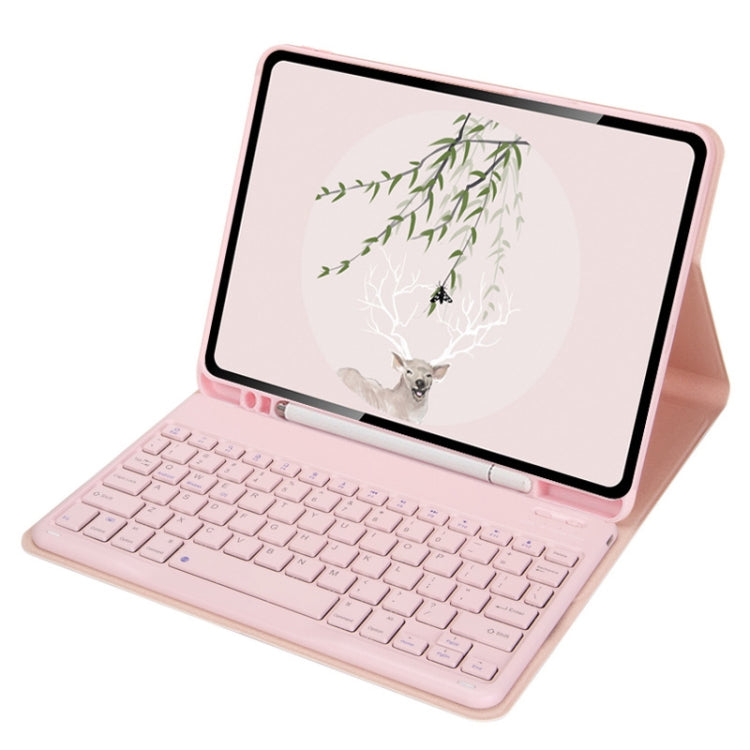 For Xiaomi Pad 5 / Pad 5 Pro 11 inch Round Cap Bluetooth Keyboard Tablet Leather Case with Pen Slot(Pink) - Others Keyboard by PMC Jewellery | Online Shopping South Africa | PMC Jewellery | Buy Now Pay Later Mobicred