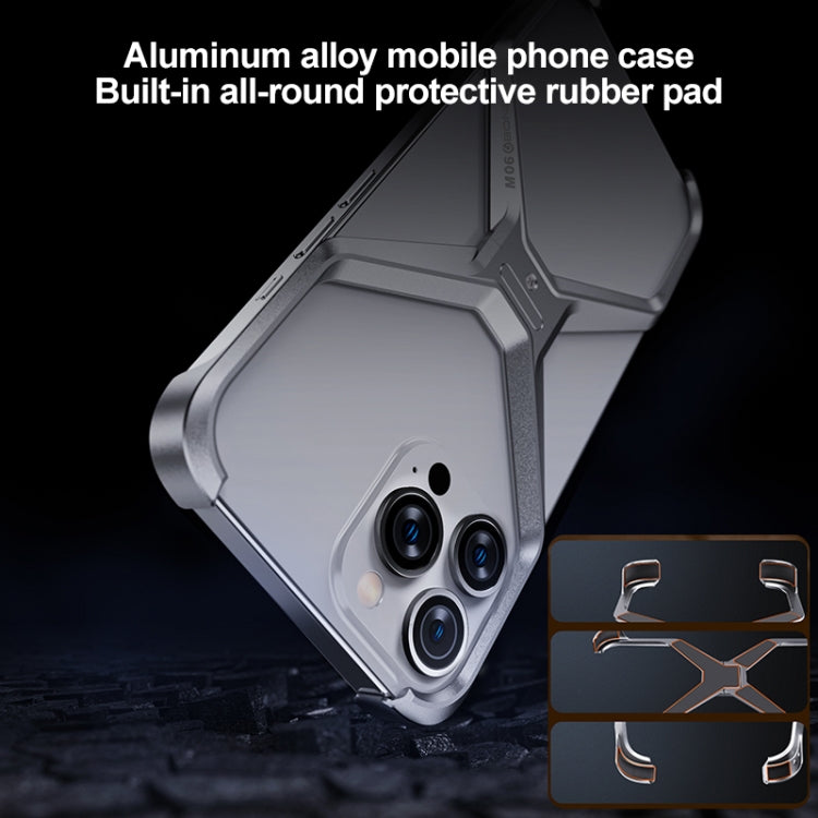 For iPhone 13 Pro / 14 Pro Frameless X-shaped Metal Phone Case(Grey) - iPhone 14 Pro Cases by PMC Jewellery | Online Shopping South Africa | PMC Jewellery | Buy Now Pay Later Mobicred