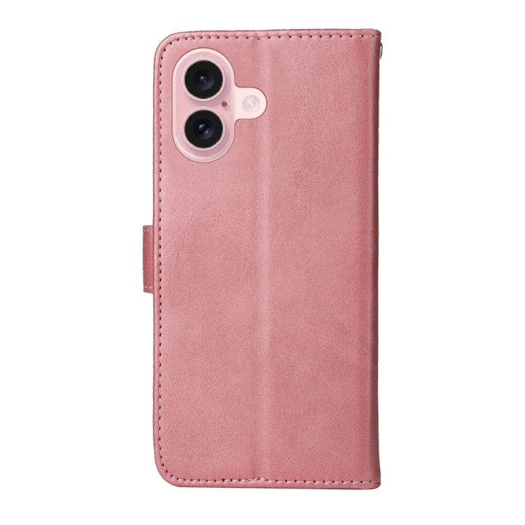 For iPhone 16 Classic Calf Texture Flip Leather Phone Case(Rose Gold) - iPhone 16 Cases by PMC Jewellery | Online Shopping South Africa | PMC Jewellery | Buy Now Pay Later Mobicred