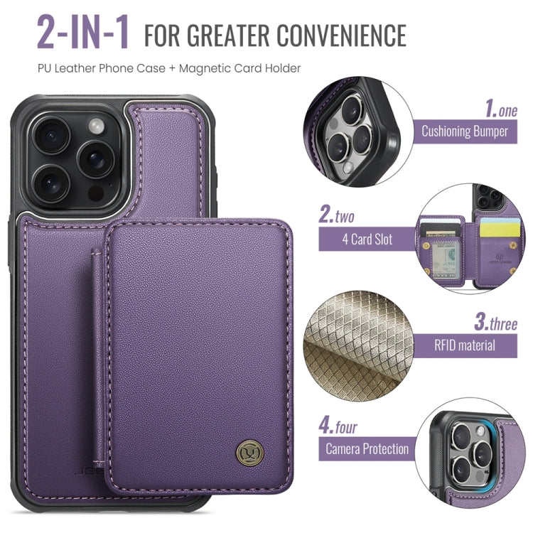 For iPhone 16 Pro Max JEEHOOD J05 Business Magnetic Style RFID Leather Phone Case(Purple) - iPhone 16 Pro Max Cases by JEEHOOD | Online Shopping South Africa | PMC Jewellery | Buy Now Pay Later Mobicred