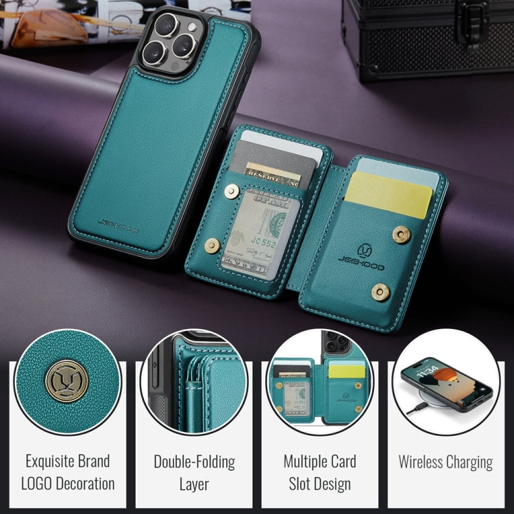 For iPhone 16 Pro JEEHOOD J05 Business Magnetic Style RFID Leather Phone Case(Blue Green) - iPhone 16 Pro Cases by JEEHOOD | Online Shopping South Africa | PMC Jewellery | Buy Now Pay Later Mobicred